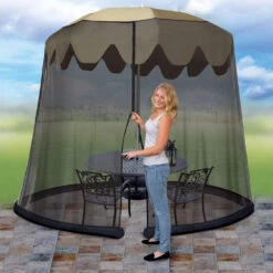 Outdoor 9' Umbrella Table Screen Patio Enclosure By Jobar
