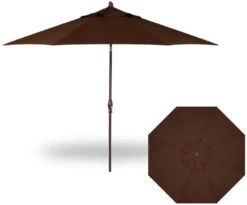 11' Collar Tilt Market Bronze Frame Chocolate Canopy Umbrella
