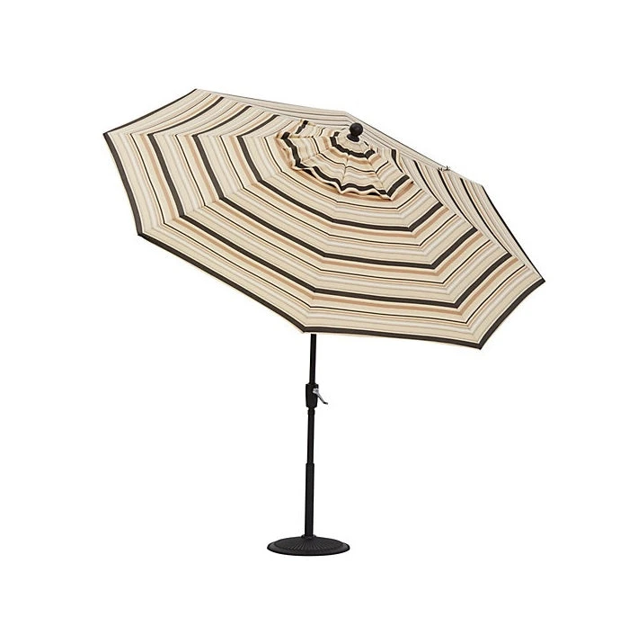 9' Collar Tilt Market Bronze Frame Black Latte Stripe Canopy Umbrella 2 9' Collar Tilt Market Bronze Frame Black Latte Stripe Canopy Umbrella - Image 2