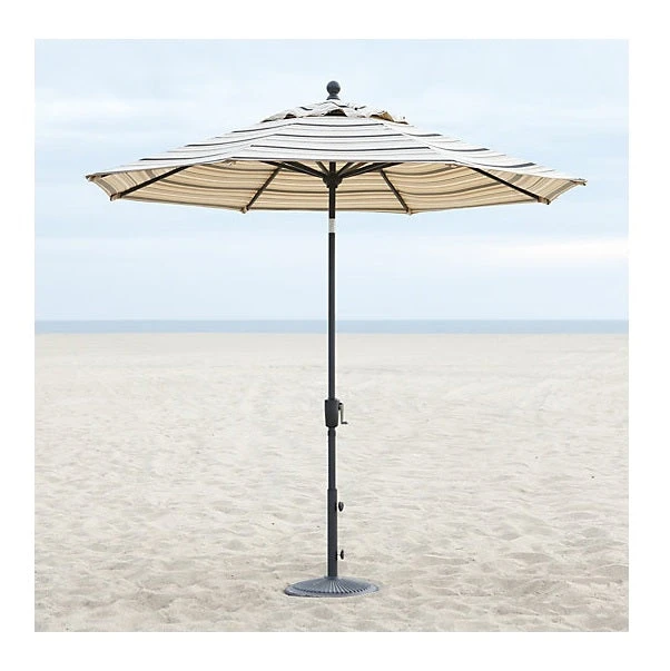 9' Collar Tilt Market Bronze Frame Black Latte Stripe Canopy Umbrella 5 9' Collar Tilt Market Bronze Frame Black Latte Stripe Canopy Umbrella - Image 5