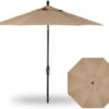 9' Collar Tilt Market Bronze Frame Sesame Canopy Umbrella