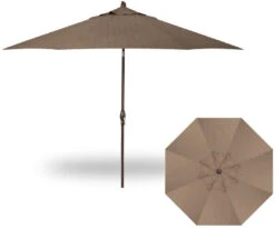 11' Auto Tilt Market Bronze Frame Ridge Canyon Canopy Umbrella