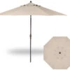 11' Auto Tilt Market Bronze Frame Champagne Canopy Umbrella