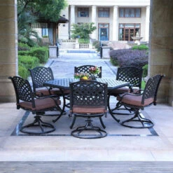 Stonegate Cast Aluminum Cushioned Patio Dining Sets -Courtyard Home Furnishings Store 031929 2