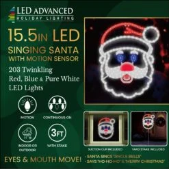 15.5" Singing Santa LED Decoration With Motion Sensor