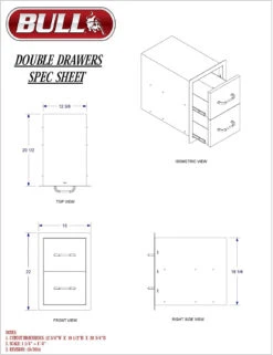 Bull Stainless Steel Accessory Storage Double Drawers -Courtyard Home Furnishings Store 047999 4