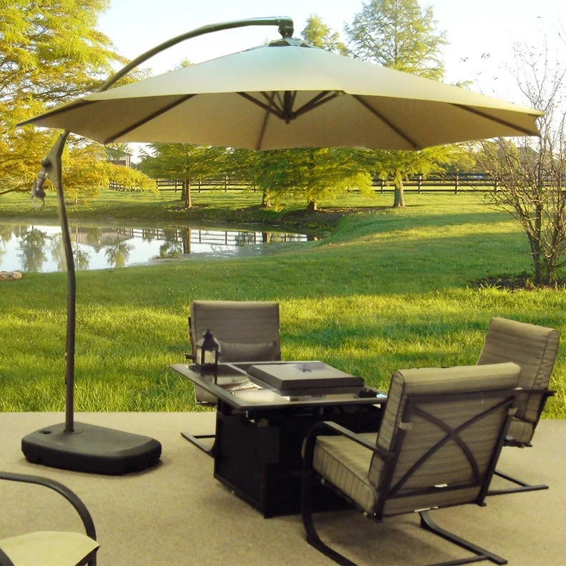 10' Octagon Offset Champagne Frame Umbrellas With Base 2 10' Octagon Offset Champagne Frame Umbrellas With Base - Image 2