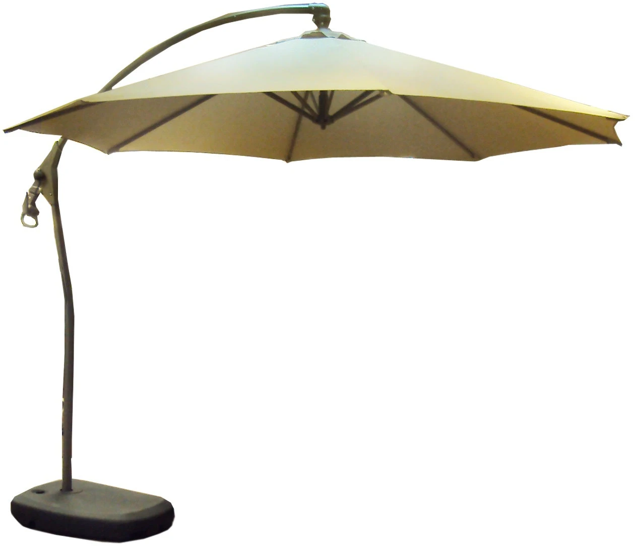 10' Octagon Offset Champagne Frame Umbrellas With Base 1 10' Octagon Offset Champagne Frame Umbrellas With Base