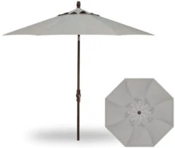 9' Collar Tilt Market Bronze Frame Silver Linen Canopy Umbrella