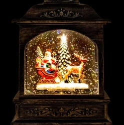 8.25" Battery-Operated Antique Bronze Spinning Water Globe Lantern With Holiday Scene -Courtyard Home Furnishings Store 088270 13