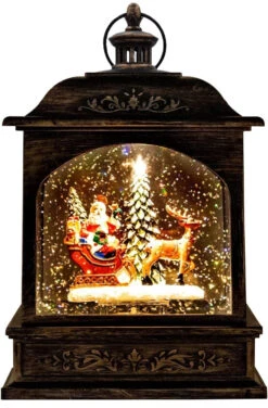 8.25" Battery-Operated Antique Bronze Spinning Water Globe Lantern With Holiday Scene -Courtyard Home Furnishings Store 088270 14