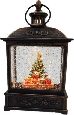 8.25" Battery-Operated Antique Bronze Spinning Water Globe Lantern With Holiday Scene -Courtyard Home Furnishings Store 088270 7