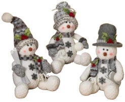 12" Plush Holiday Sitting Snowman -Courtyard Home Furnishings Store 088313 2