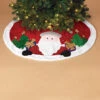 48" Red Velvet Metallic Embroidered Santa Christmas Tree Skirt With Faux Fur Border