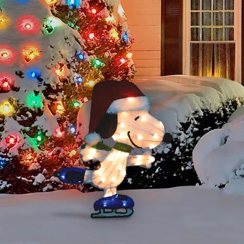 24" Pre-Lit Peanuts® Snoopy On Ice Skates Outdoor Holiday Decoration 2 24" Pre-Lit Peanuts® Snoopy On Ice Skates Outdoor Holiday Decoration - Image 2