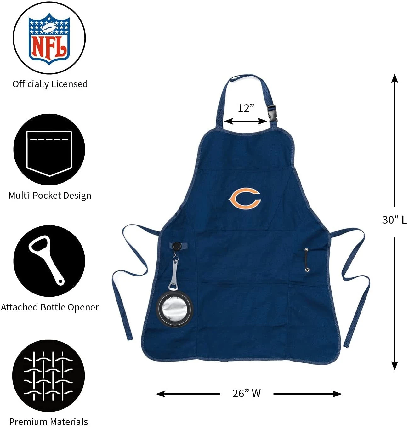 Team Sports America Chicago Bears Grilling Utility Apron 3 Team Sports America Chicago Bears Grilling Utility Apron - Image 3