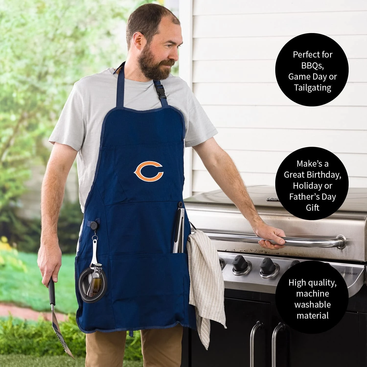 Team Sports America Chicago Bears Grilling Utility Apron 2 Team Sports America Chicago Bears Grilling Utility Apron - Image 2