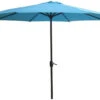 9' Market Black Frame Blue Canopy Umbrella