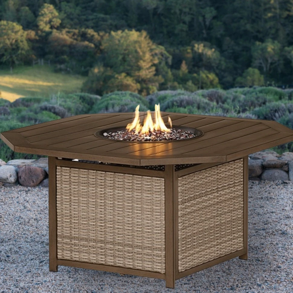 Peoria Slat-Top KD Octagonal Fire Pit Table 2 Peoria Slat-Top KD Octagonal Fire Pit Table - Image 2