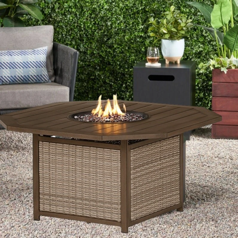 Peoria Slat-Top KD Octagonal Fire Pit Table 1 Peoria Slat-Top KD Octagonal Fire Pit Table
