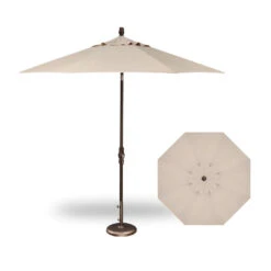 9' Starlux Collar Tilt Market Umbrella In A Bronze Frame With A Champagne Canopy 14 9' Starlux Collar Tilt Market Umbrella In A Bronze Frame With A Champagne Canopy -Courtyard Home Furnishings Store 093251