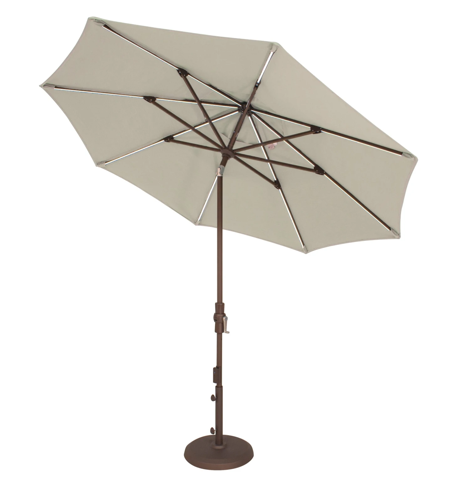 9' Starlux Collar Tilt Market Umbrella In A Bronze Frame With A Champagne Canopy 1 9' Starlux Collar Tilt Market Umbrella In A Bronze Frame With A Champagne Canopy