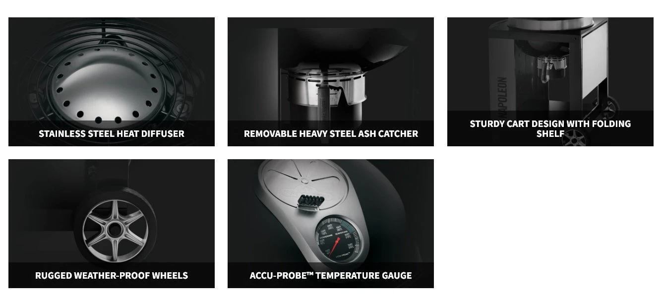 Napoleon 22" PRO Cart Charcoal Kettle Grill 8 Napoleon 22" PRO Cart Charcoal Kettle Grill - Image 8