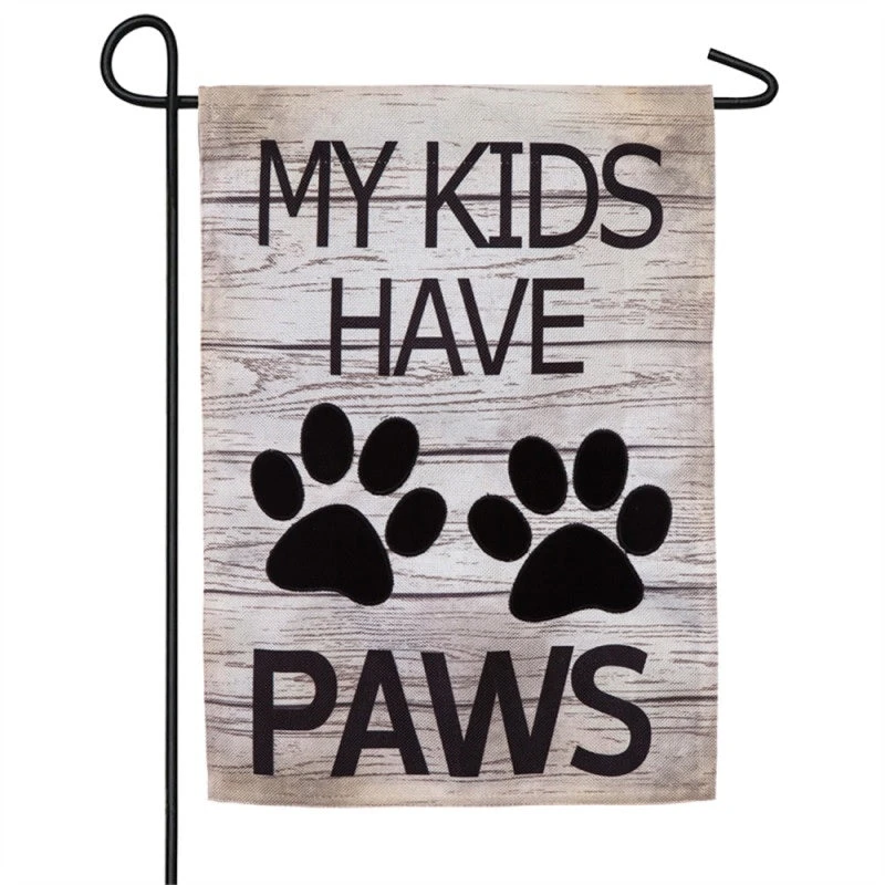 "My Kids Have Paws" Burlap Boutique™ Garden Flag 1 "My Kids Have Paws" Burlap Boutique™ Garden Flag
