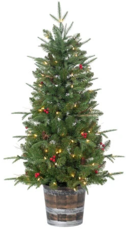 4' Pre-Lit Artificial Oxford Pine Potted Foyer Tree