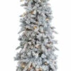 7.5' Pre-Lit Narrow Snowy Vermont Flocked Pencil Pine Tree