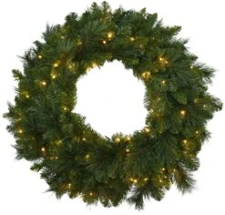 30" Mountain Spruce Wreath With 100 Starry Warm White LED Lights