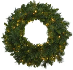 30" Mountain Spruce Wreath With 100 Starry Warm White LED Lights