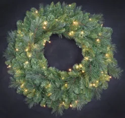 30" Mountain Spruce Wreath With 100 Starry Warm White LED Lights -Courtyard Home Furnishings Store 094587 scaled