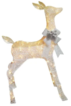 Set Of 2 Lighted White Reindeer Sculptures (Doe & Fawn) -Courtyard Home Furnishings Store 095543 3 scaled