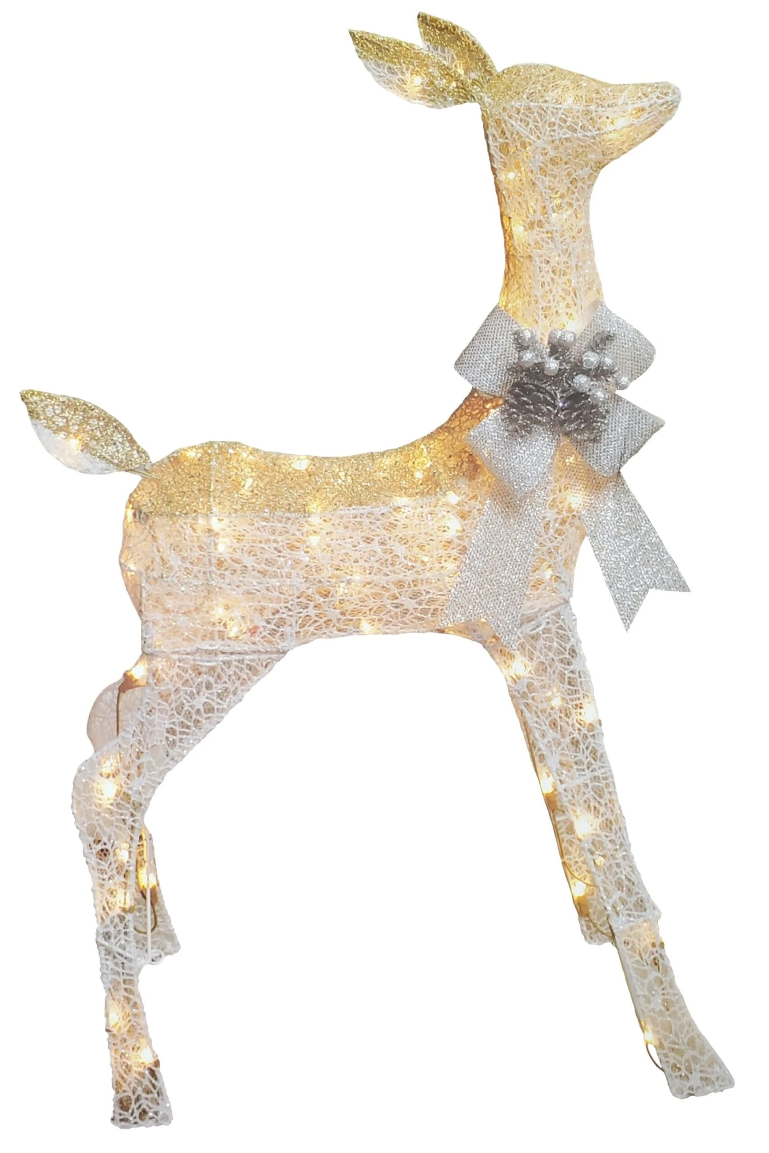 Set Of 2 Lighted White Reindeer Sculptures (Doe & Fawn) 3 Set Of 2 Lighted White Reindeer Sculptures (Doe & Fawn) - Image 3