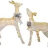 Set Of 2 Lighted White Reindeer Sculptures (Doe & Fawn)