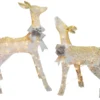 Set Of 2 Lighted White Reindeer Sculptures (Doe & Fawn)