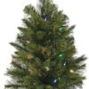 24" Mini Artificial Foyer Tree With Stand And Pre-Lit With Multi-Colored Lights