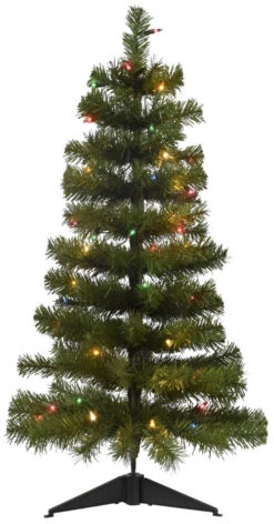 36" Mini Artificial Pre-Lit Foyer Tree With Stand