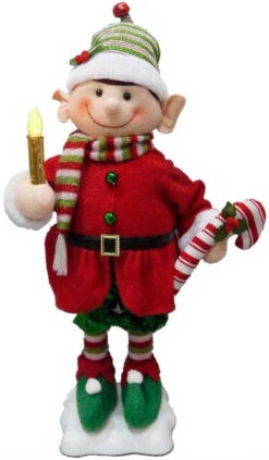 24" Animated Mr. Elf With Lighted Candle