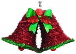 2D Double Bell With Holly Christmas Hanging Decoration