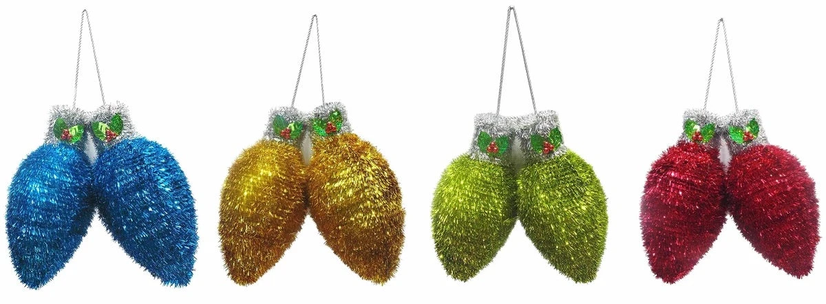 3D 2-Piece Tinsel Christmas Light Bulb Decorations 1 3D 2-Piece Tinsel Christmas Light Bulb Decorations