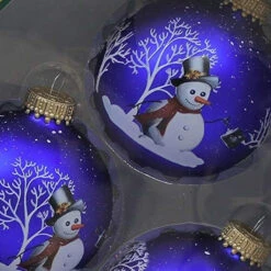 Set Of 4 Royal Glass Bell Ringer Snowman Ornaments -Courtyard Home Furnishings Store 147194 2