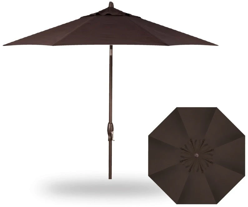 9' Auto Tilt Market Bronze Frame Walnut Canopy Umbrella 1 9' Auto Tilt Market Bronze Frame Walnut Canopy Umbrella