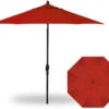 9' Auto Tilt Market Black Frame Really Red Canopy Umbrella Thin Pole