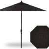 9' Auto Tilt Market Black Frame Black Canopy Umbrella Thin Pole