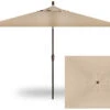 6.5' X 10' Rectangular Market Bronze Frame Cream Canopy Umbrella