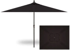 6.5' X 10' Rectangular Market Black Frame Black Canopy Umbrella