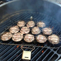 Big Green Egg Stainless Steel Mini-Burger Slider Basket With Detachable Handle -Courtyard Home Furnishings Store 206167 7