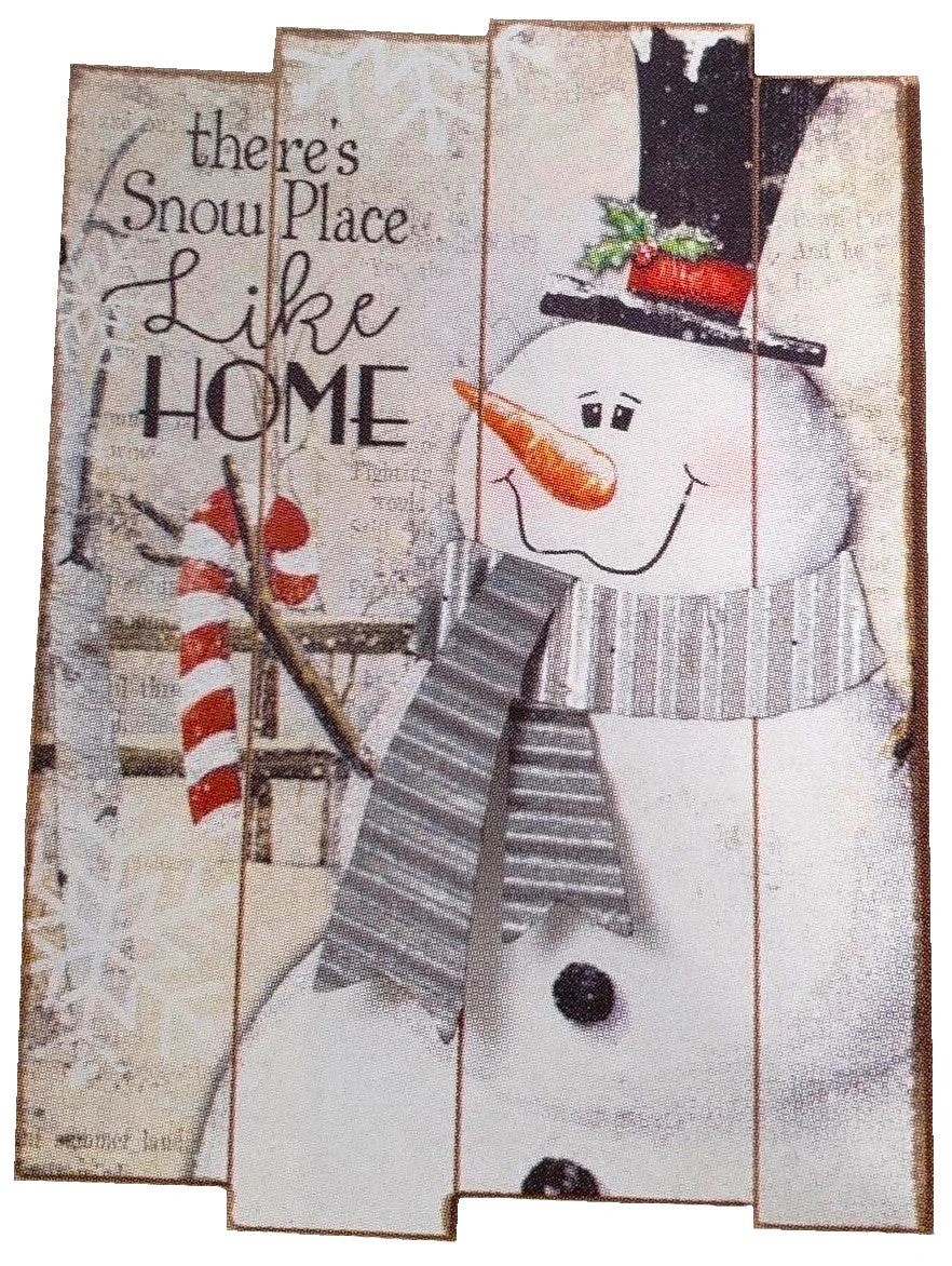 18.9" Wood Holiday Snowman With Metal Accent Wall Hanging 1 18.9" Wood Holiday Snowman With Metal Accent Wall Hanging